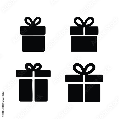 Vector Illustration of Black Gift Box Icon