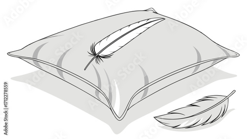 Pillow with feather soft comfort sleep rest bedding textile home decor design element illustration feather pillow soft pillow comfortable pillow cozy pillow bedroom sleep accessori.