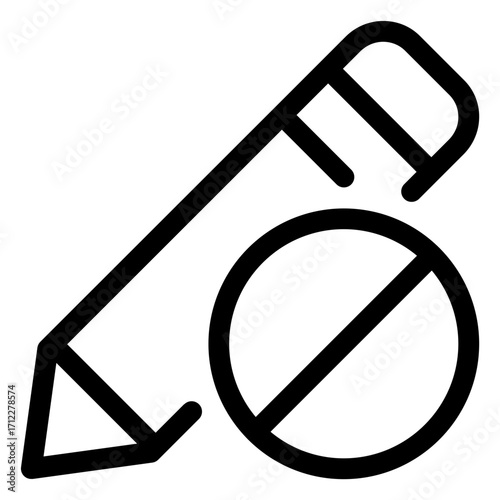 Pencil with prohibition sign representing editing restrictions and content moderation in digital applications