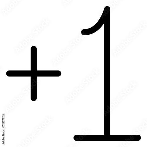 Plus sign for adding or increasing values in digital applications and user interfaces