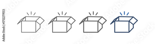 
outline icon set empty box with a box design that has no contents