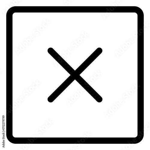 Clean and modern design element featuring a square shape with a removal or deletion concept for user interfaces and graphic applications