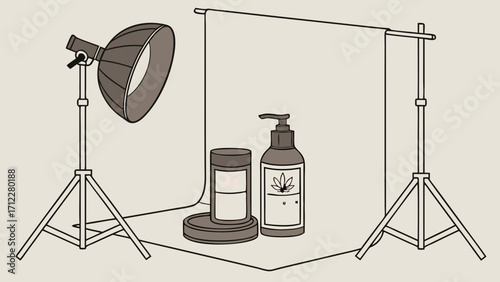 Studio Setup with Product Photography Lighting and Backdrop.