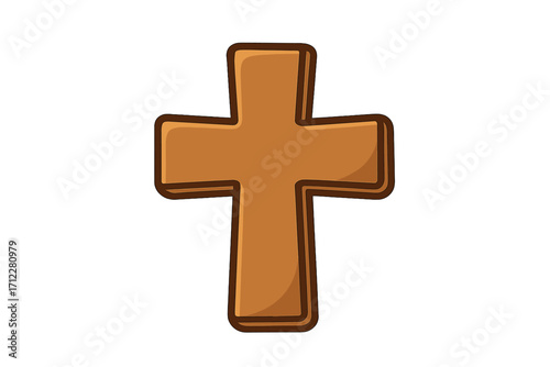 Bronze cross vector icon. Christian religion faith symbol. Holy crucifix cartoon graphic illustration. Simple religious sign for church, Easter, and Christianity concepts.