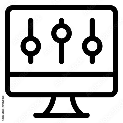 Vertical desktop settings slider for user interface customization and control adjustments