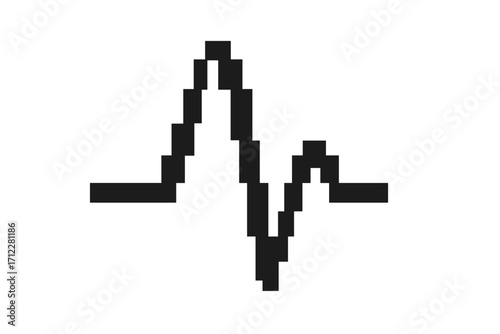Heartbeat pulse line icon. Pixel art cardiogram symbol. Medical health care EKG, ECG waveform. Retro 8-bit vector graphic. Heart rhythm, life line monitoring concept design.