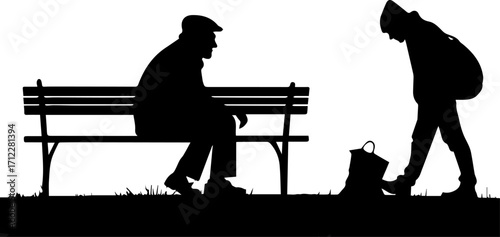 Silhouette of Two People on a Park Bench
