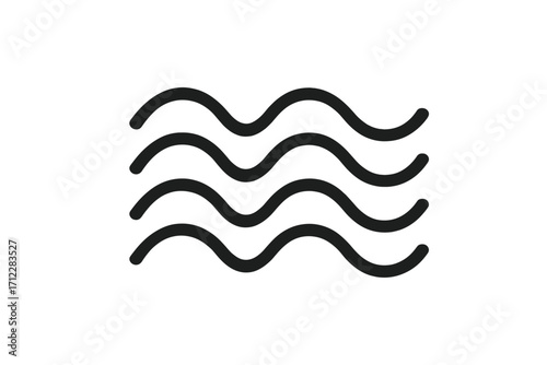 Wave symbol vector line icon. Sea, water, ocean, river, aqua, flow sign. Abstract fluid, liquid ripple pictogram. Minimalist graphic design element for logo or web.