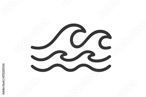 Wave icon vector illustration. Sea water linear sign. Ocean surf symbol. Abstract flow logotype. Simple marine ornament. Nature liquid shape. Minimalist line art graphic.