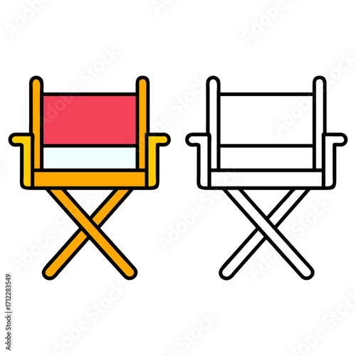 Director Chair Illustration Color and Outline Film Concept