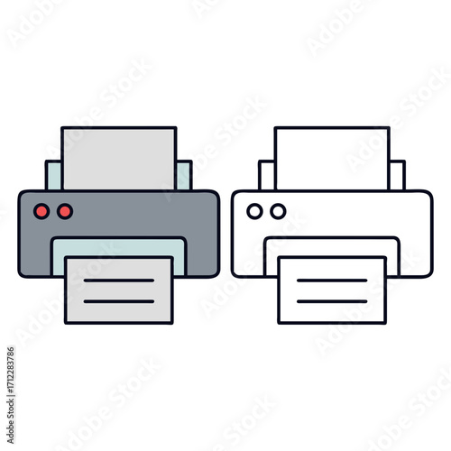 Printer Illustration Modern Office Technology Printing Concept