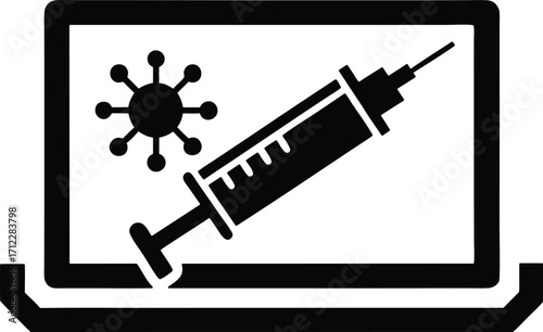 Online vaccine vector icon.
