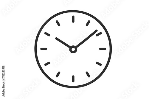 Clock line icon vector. Time concept watch symbol. Simple outline pictogram for web design. Minimalist timer illustration. Deadline, schedule, minute, hour sign. Analog watch face.