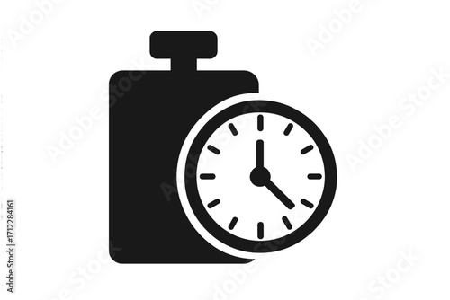 Stopwatch timer icon for time management and deadline concepts. Chronometer symbol for speed, race, and countdown measurement. Vector illustration for fast work and schedule.