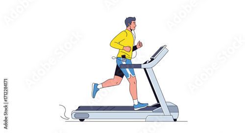 Man running on a treadmill doing cardio exercise.