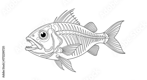 An artistic rendering of a fish with intricate scale patterns.