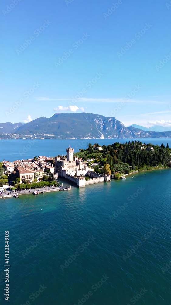 Obraz premium Scenic island castle on a lake