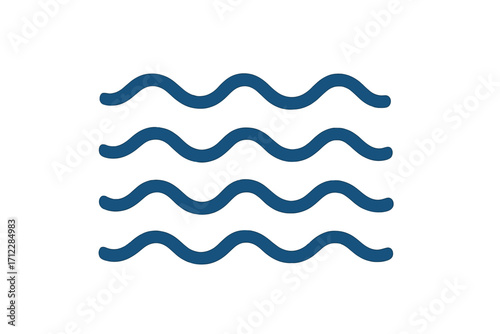 Wave icon set. Simple water line symbol. Abstract sea, ocean, river flow sign. Liquid, aqua, current graphic element. Minimalist vector illustration on transparent background.
