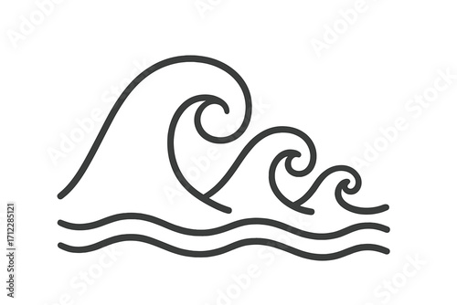 Wave icon in linear style. Water surface symbol. Sea, ocean, and nature concept. Vector cartoon illustration for logo, app, or website. Summer, beach, and travel design.