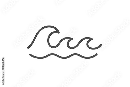 Wave icon set in linear style. Ocean sea swirl symbol collection. Vector water surf illustration. Nature flow sign. Simple outline drawing for logo or pictogram design.