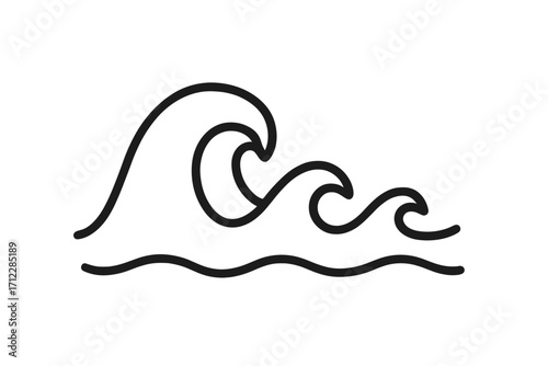 Wave icon vector linear style. Simple water symbol outline. Sea ocean graphic sign. Minimalist surf logo element. Nature flow splash illustration. Abstract tide logotype.