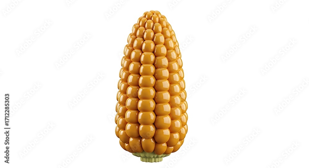 Obraz premium Single golden ear of corn closeup isolated harvest food agriculture grain crop.