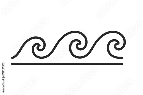 Seamless wave line icon. Water sea ocean symbol. Vector illustration. Surf beach summer concept. Nature flow sign. Simple linear cartoon design element for logo or divider.