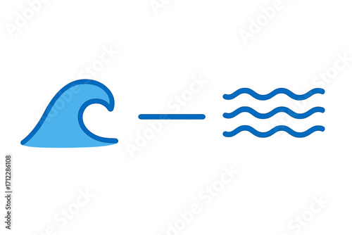 Wave icon set and water symbols. Sea, ocean, river, and flow graphic elements. Vector line art illustration. Simple, modern liquid, aqua signs for nature or weather concepts.