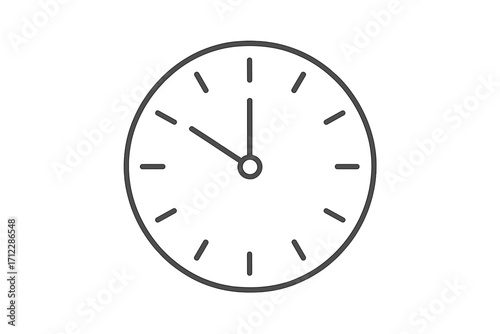Clock face icon. Simple line art symbol of time. Minimalist watch pictogram for web and app design. Concept of schedule, deadline, time management, appointment, countdown.