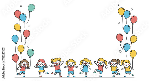 Children celebrating and playing with balloons at a party.