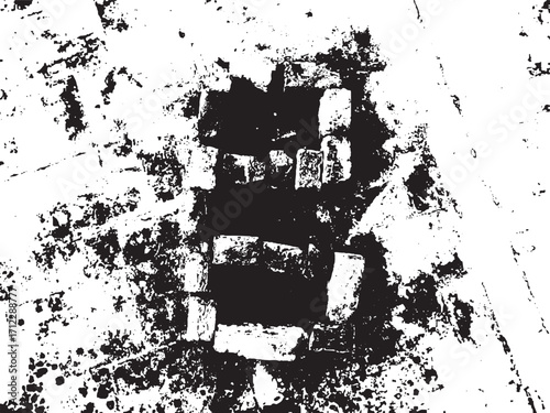 Abstract grunge cracked wall background featuring rough distressed black and white stone texture, ideal for posters, overlays, digital art, vintage style, branding, and graphic design projects