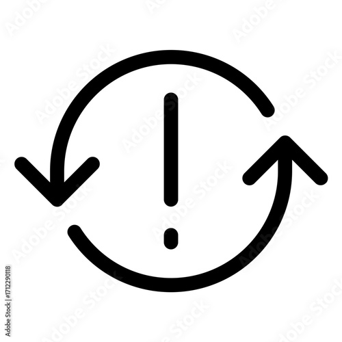 Dynamic synchronization arrows indicating a warning for data transfer and connectivity issues in digital applications