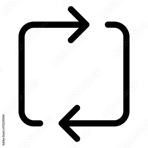 Dynamic square arrows representing synchronization and data transfer for seamless connectivity in digital applications