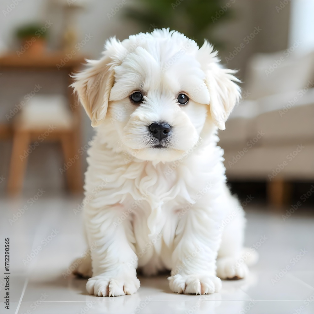 Obraz premium white cat on thr floor.