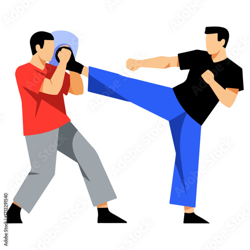 Martial Arts Training - Kicking and Blocking Techniques.