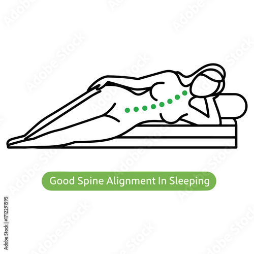 Side Sleeping Position with Good Spine Alignment for Healthy Sleep.