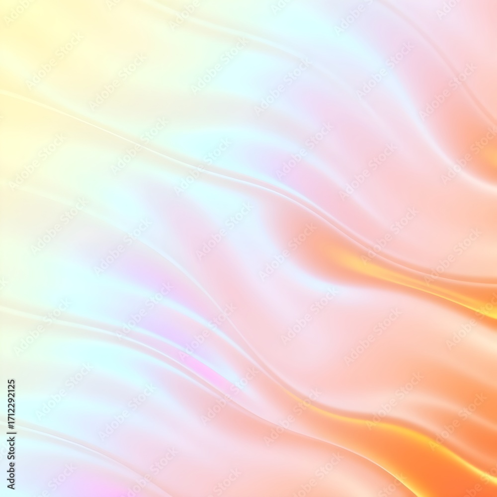 Obraz premium 홀로그램 물결 배경 노란색 주황색 혼합