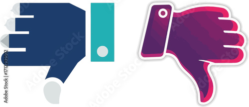 Two Thumbs Down Dislike Icons for Negative Feedback