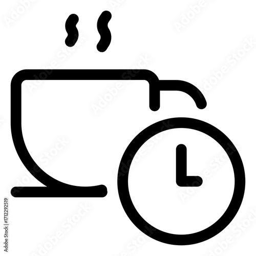 Coffee cup with clock representing time for coffee breaks and relaxation in a modern lifestyle