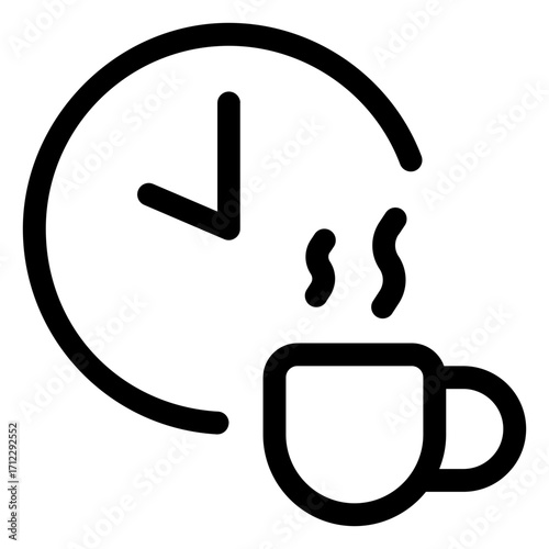 Coffee cup with clock representing time for coffee breaks and relaxation in daily routines