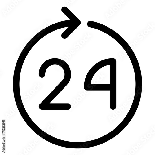 24-hour clock design representing time management and scheduling for apps and digital platforms