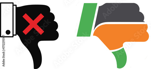 Dual Thumbs Down Icons Symbolizing Disapproval and Negative Feedback