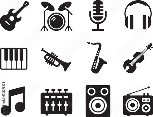 Music icons for creative projects and sound design