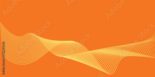 Vector abstract background with dynamic orange waves, lines and particles. Eps10