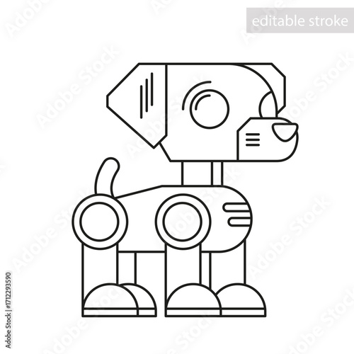 Robot dog line icon. Electronic pet. Vector isolated element on white background