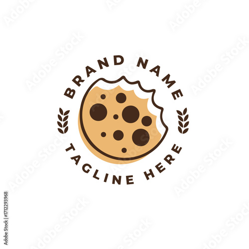 Minimal clean yummy and crunchy logo design for cookies brand, hand made cookie, healthy food brand.