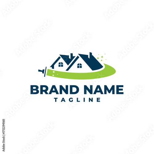 Minimal clean and flat logo design for house paint, house remodeling, house repair,  or house service based brand.