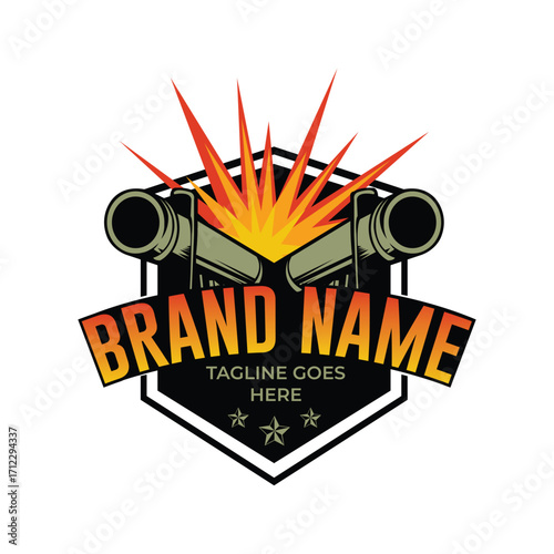 Modern classical and premium badge style logo design for Military brand, Military training, military weapon training and military badge.