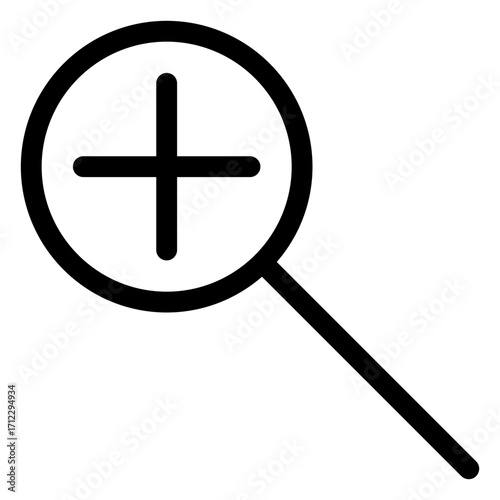 Magnifying glass representing zoom functionality for enhancing details in digital content and applications