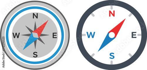 Free Download Pair of Stylized Compass Icons for Navigation and Direction - GFXLoad